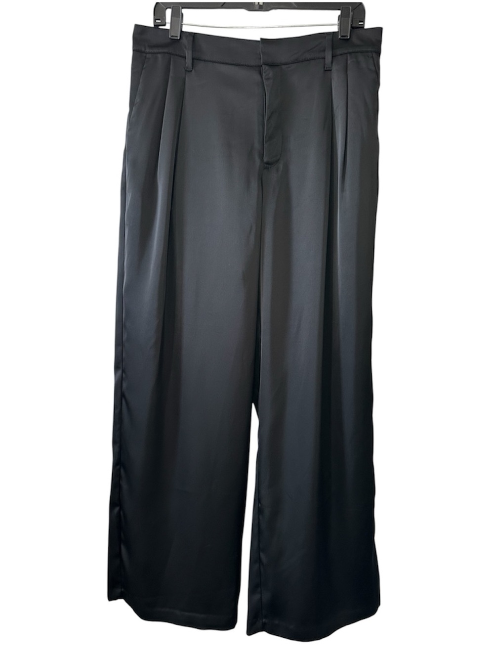 GAP Women’s Black High Rise Pleated Satin Wide-Leg Easy Trousers- Size 14